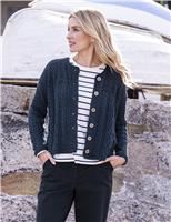 Celtic & Co. Cotton Rich Textured Crew Neck Cardigan Dark Navy