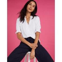 BAUKJEN Notch Neck Frill Detail Blouse White