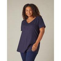 Pure Cotton Long V-Neck Longline T-Shirt