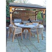 Luna Round Concrete Table & 4 Roma Chairs