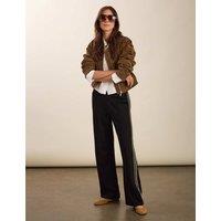 BAUKJEN Side Stripe Wide Leg Trousers Black