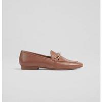 Leather Chain Detail Flat Loafers