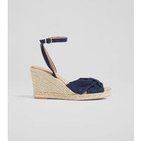 Leather Ankle Strap Wedge Espadrilles