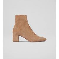 Suede Lace Up Block Heel Square Toe Ankle Boots