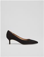 Suede Kitten Heel Pointed Court Shoes
