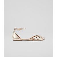 Leather Metallic Ankle Strap Flat Sandals