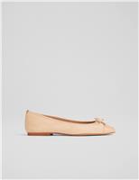 Leather Bow Slip On Ballet Pumps