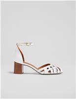 Leather Ankle Strap Block Heel Sandals