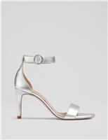 Leather Metallic Stiletto Heel Sandals