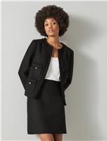 Tweed Textured Collarless Jacket