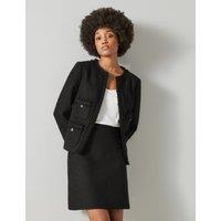 Tweed Textured Collarless Jacket