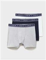 Crew Clothing 3 Pack Cotton-Rich Boxers Light Grey Mix