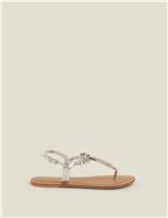 Sparkle Ankle Strap Flat Toe Thong Sandals