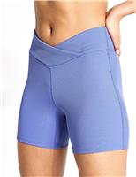 Reebok Studio Ribbed High Waisted Gym Shorts Light Blue