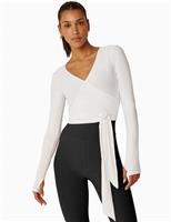 Beyond Yoga Featherweight Waist No Time Wrap Front Top White