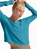 Beyond Yoga Featherweight Daydreamer Crew Neck Yoga Top Blue