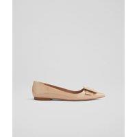 Leather Patent Buckle Flat Pointed Pumps