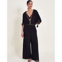 Pure Cotton Jersey V-Neck Wide Leg Jumpsuit