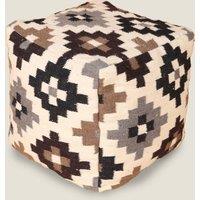 Ikat Woven Square Pouffe