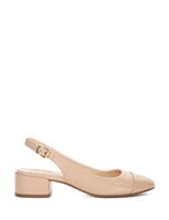 Leather Block Heel Slingback Shoes