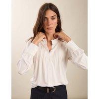 BAUKJEN High Neck Relaxed Pintuck Blouse White