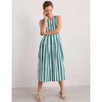 Pure Cotton Striped Midi Waisted Dress