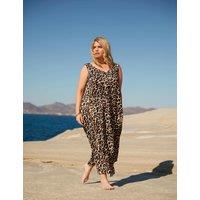 Animal Print V-Neck Maxi Swing Dress