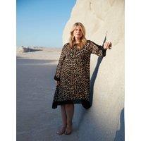 Leopard Print Knee Length Kaftan Dress