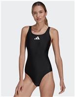 Adidas 3 Bar Logo Scoop Neck Swimsuit Black Mix