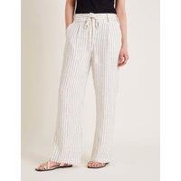 Striped Wide Leg Trousers with Linen