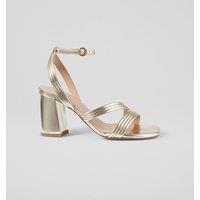 Metallic Ankle Strap Block Heel Sandals