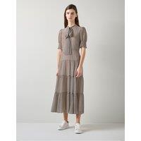 Polka Dot Tie Neck Midaxi Tiered Dress