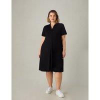 Jersey Collared Knee Length Shirt Dress