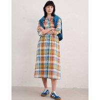 Pure Cotton Checked Midi Waisted Dress