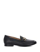 Wide Fit Leather Bar Flat Loafers