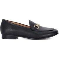 Wide Fit Leather Bar Flat Loafers