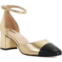 Leather Buckle Block Heel Court Shoes