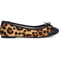 Wide Fit Leather Leopard Print Ballet Pumps