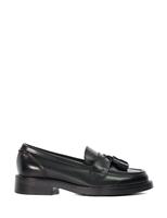 Wide Fit Leather Block Heel Loafers