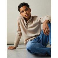 Pure Wool Knitted Half Zip Jumper (3-14 Yrs)