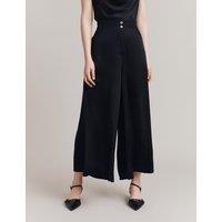 Satin Wide Leg Cropped Trousers