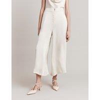 Satin Wide Leg Cropped Trousers