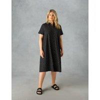 Jersey Polka Dot Knee Length Shirt Dress