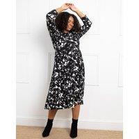 Jersey Floral Midi Swing Dress