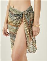 ACCESSORIZE Crochet Beach Cover Up Sarong Natural Mix