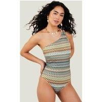 Embroidered One Shoulder Swimsuit