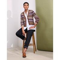 Wool Rich Striped V-Neck Cardigan