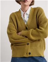 Seasalt Cornwall Pure Cotton Ribbed V-Neck Cardigan Navy