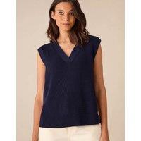 Pure Cotton V-Neck Relaxed Knitted Vest