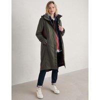 Seasalt Cornwall Waterproof Hooded Longline Parka Green